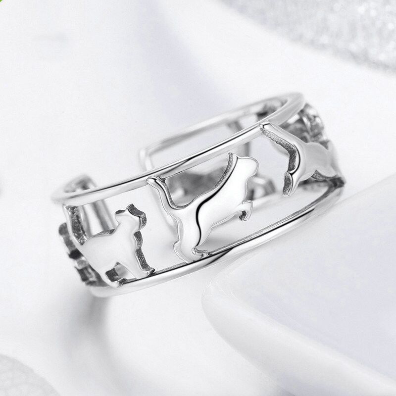 Bague Chat mouvement Argent – Image 5