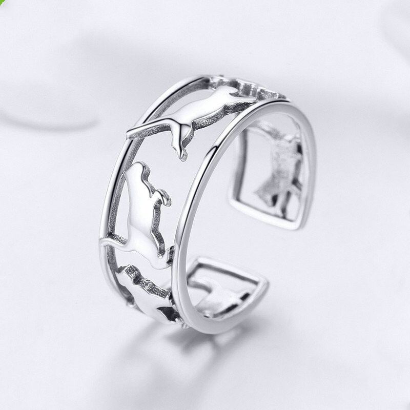 Bague Chat mouvement Argent